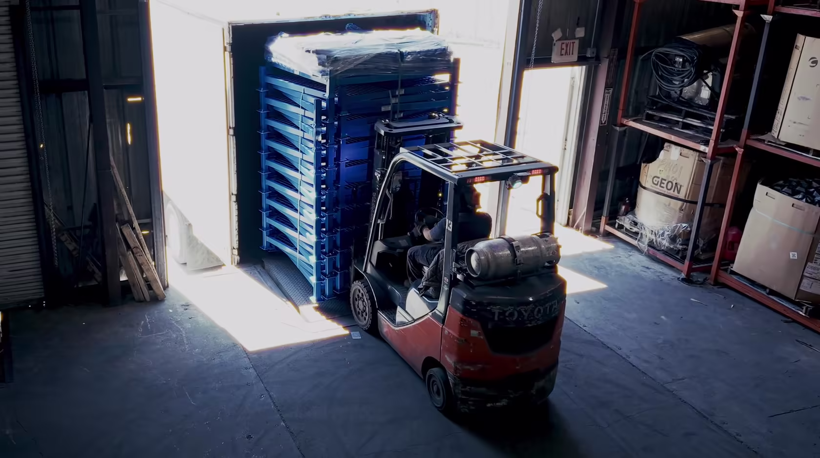 Ohio Rack finished rack systems staged for material handling and shipment